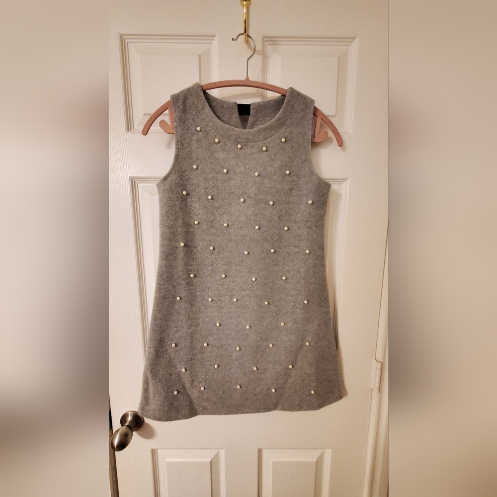 SHEIN Gray Mini Dress with Pearl Accents